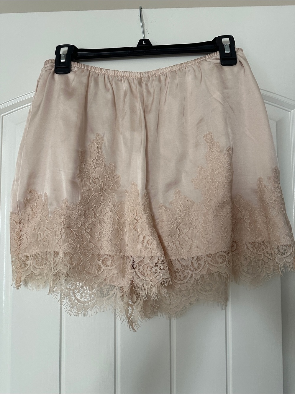 Anthropologie High-Waist Lace Hem Shorts - Blush